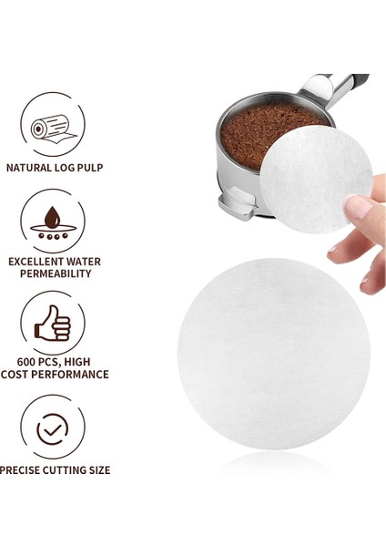 Espresso Kahve Makinesi Için Kahve Kağıt Filtresi, 600 Adet Ağartılmamış Espresso Filtre Puck Ekran Portafilter Kağıdı 51MM (Yurt Dışından)