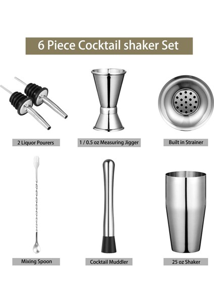 Parça/set Kokteyl Çalkalayıcı, 25 Oz Martini Çalkalayıcı, Paslanmaz Çelik Içecek Çalkalayıcı, Bar Seti, Barmen Seti Ev Bar Araçları (Yurt Dışından)