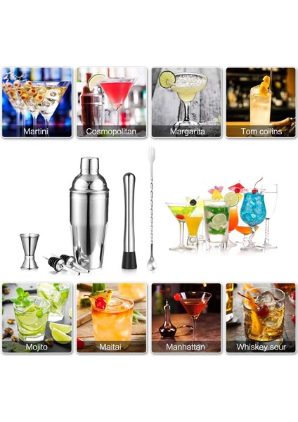 Parça/set Kokteyl Çalkalayıcı, 25 Oz Martini Çalkalayıcı, Paslanmaz Çelik Içecek Çalkalayıcı, Bar Seti, Barmen Seti Ev Bar Araçları (Yurt Dışından)