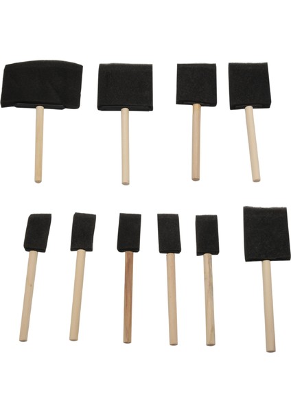 Köpük Fırça Boyama Süngeri Aracı, Ahşap Saplı Paket 10'lu (Yurt Dışından)