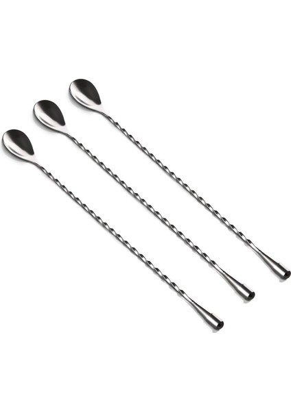 12 Inç Paslanmaz Çelik Karıştırma Kaşığı, Spiral Desenli Bar Kokteyl Çalkalayıcı Kaşığı (Yurt Dışından)