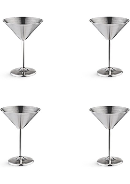 Paslanmaz Çelik Martini Bardağı Seti 4, 8 Oz Metal Kokteyl Bardağı, Kırılmaz, Dayanıklı, Ayna Cilalı Kaplama (Yurt Dışından)