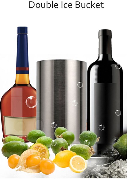 Paket Şarap Soğutucu 1.6l Paslanmaz Çelik Buz Kovası Şampanya Şarap Şişesi Soğutucusu Bar Mutfak Ev Için (Yurt Dışından)