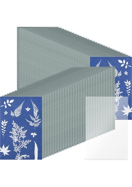 61 Adet Güneş Baskı Kağıdı Cyanotype Kağıt Seti, Güneş Çizim Kağıdı Hassasiyeti Güneş Baskı Doğa Baskı Kağıdı (5.9x3.9 Inç) (Yurt Dışından)