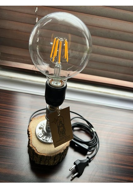 Endüstriyel Borulu Rustic Vintage Steampunk Tarz Masa Lambası - Kod: Ehd-Ml1-23