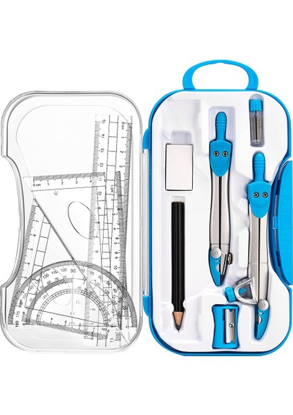 Geometri Seti 10 Adet Matematik Malzemeleri Seti, Pusula, Iletki, Cetvel, Silgi, Kurşun Kalem Vb. Dahil, Çizim ve Ölçüm Için (Yurt Dışından)