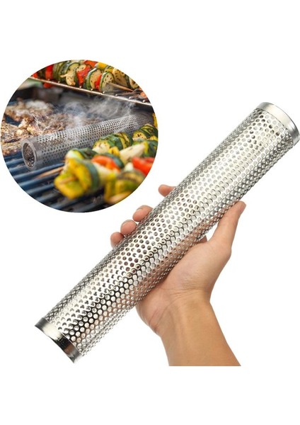 Yuvarlak Barbekü Izgara Sıcak Soğuk Sigara Örgü Boru Duman Jeneratörü Paslanmaz Çelik Sigara Içen Ahşap Pelet Mutfak Açık Havada Barbekü Malzemeleri-Yuvarlak Bölüm (Yurt Dışından)