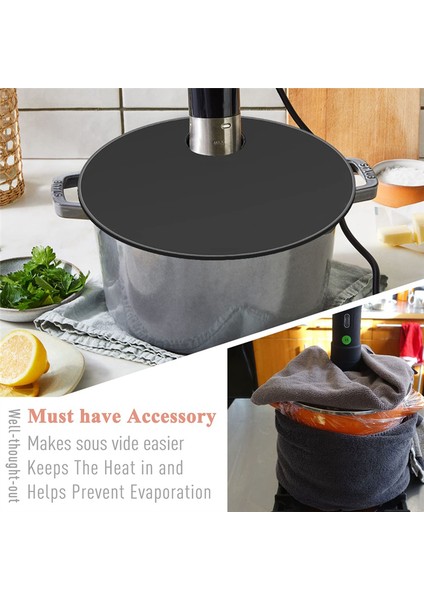Adet Silikon Kapaklar - 10,5 Inçe Kadar Stok Tencerelere Uyumlu - Anova Culinary Sous Vide Hassas Ocaklar Gri ile Uyumlu (Yurt Dışından) indirimleri