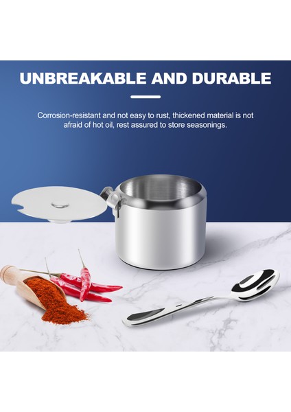 Paslanmaz Çelik Kapaklı ve Kaşıklı Şekerlik Baharat Kavanoz Baharat Kavanoz Sofra Baharat Kabı (Yurt Dışından) indirimleri