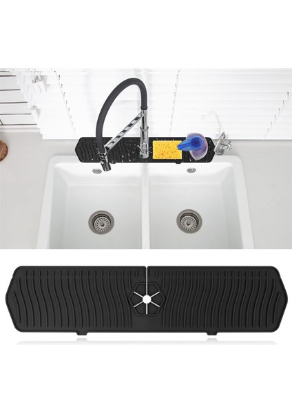 Mutfak Lavabo Sıçrama Muhafızları Lavabo Sıçrama Muhafızları Mat, Mutfak Siyah Için Uzun Silikon Musluk Kolu Su Toplama Tepsisi (Yurt Dışından) fiyatları