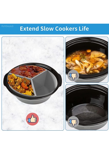 Yavaş Pişirici Gömlekleri, 3'ü 1 Arada Silikon Yavaş Pişirici Bölücü Fit 6qt Oval ve Yuvarlak Tencere Bölücü (Gri) (Yurt Dışından)