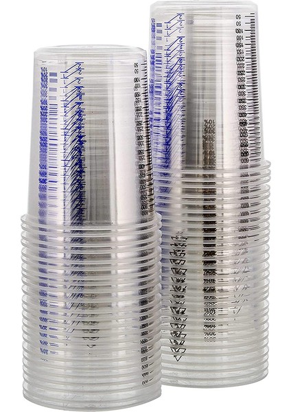 20 Oz (600ML) Tek Kullanımlık Esnek Şeffaf Dereceli Plastik Karıştırma Kapları - 50 Kap - Boya, Reçine, Epoksi, Sanat Için Kullanım (Yurt Dışından)