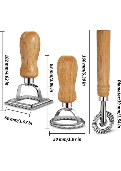 Mantı Makarna Kesici Seti, Mantı, Makarna, Köfte Lazanya, Pierogi Için Ahşap Saplı Mantı Damga Makinesi (Yurt Dışından)