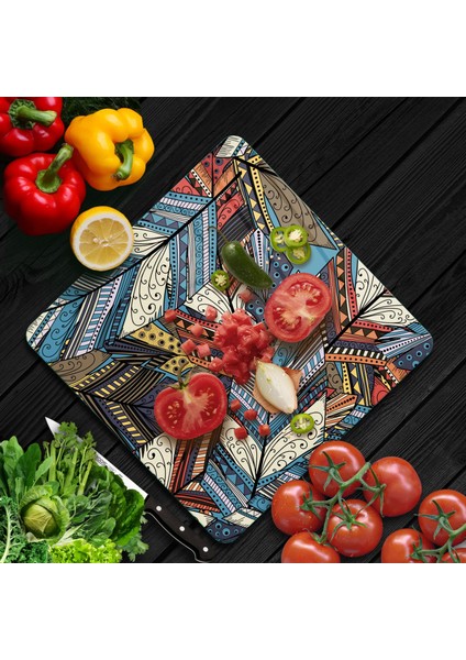 Cam Kesme Tahtası Kare Karışık Desenli 30X30 cm fiyatları