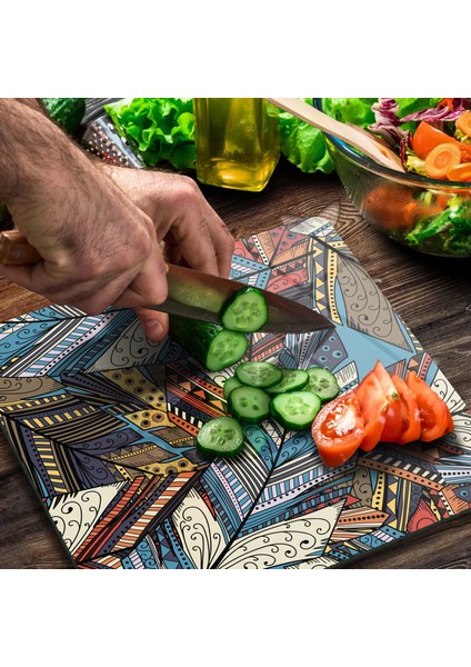 Cam Kesme Tahtası Kare Karışık Desenli 30X30 cm modelleri