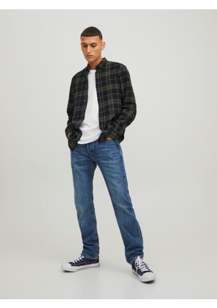 Jack & Jones 12259895 Jjewılly Chech Shırt Gömlek Haki Siyah