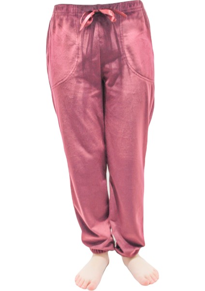 Inci Kadın Fransız Kadife Bordo Paçası Lastikli Tek Alt