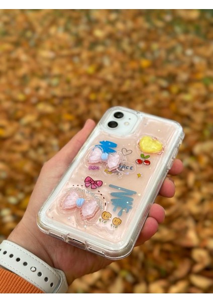 Apple iPhone 11 Kılıf 3D Kabartmalı Emoji Ayıcık Kalp Kelebek Rıch Gırl Yazılı Cool Aşko Kreasyon