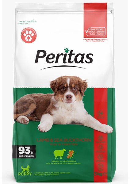 Kuzu Etli ve Yabani Iğdeli Orta-Büyük Irk Yavru Köpek Maması 3 kg