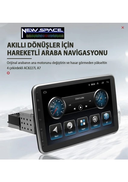 Audıo 360-CM 360 Derece Dönebilen Android Ekran-4ç-Carplay-2+32-Rds-Ips-Her Model Araca Uygun