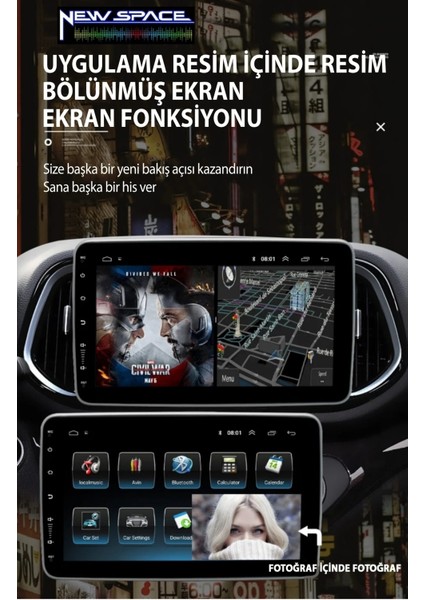 Audıo 360-CM 360 Derece Dönebilen Android Ekran-4ç-Carplay-2+32-Rds-Ips-Her Model Araca Uygun