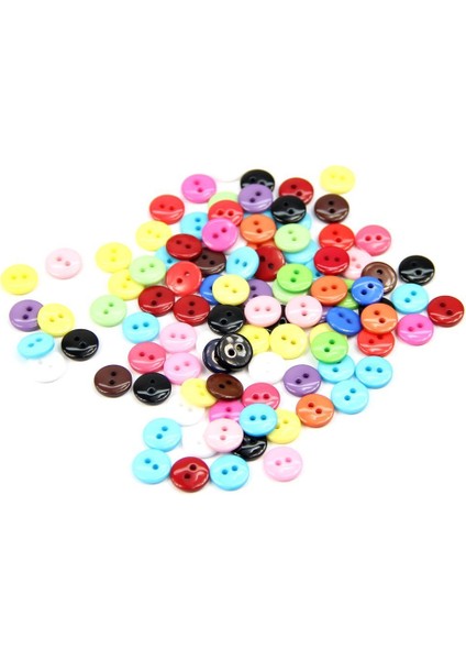 100 Adet 8mm Karışık Renkli Yuvarlak Şekil Reçine Düğmeler Dikiş Aksesuarları (Yurt Dışından)