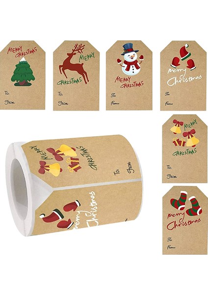 Noel Etiketleri Çıkartmalar, Noel Hediyesi Etiketleri Çıkartmalar, 250 Adet/rulo Noel Hediyesi Etiketleri Tatil Hediyesi Çıkartmalar, 6 Stil (Yurt Dışından)