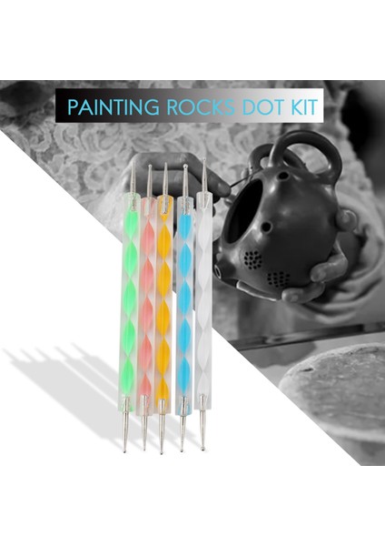 Mandala Süsleyen Alet Takımı Kayaları Boyamak, Kayaları Boyama Nokta Seti, Kaya Taşı Boyama Kalemi Polka Dot Aracı Şablonu Kozmetik Fırçası (Yurt Dışından) indirimleri