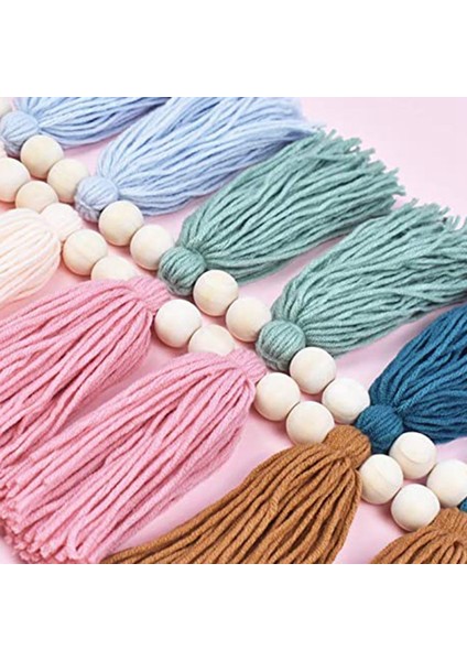Boho Püskül Çelenk Ahşap Boncuklu Toprak Tonlu Gökkuşağı Çelenk Sınıf Kreş Partisi Çocuk Yatak Odası Odası Yurt A (Yurt Dışından) indirimleri