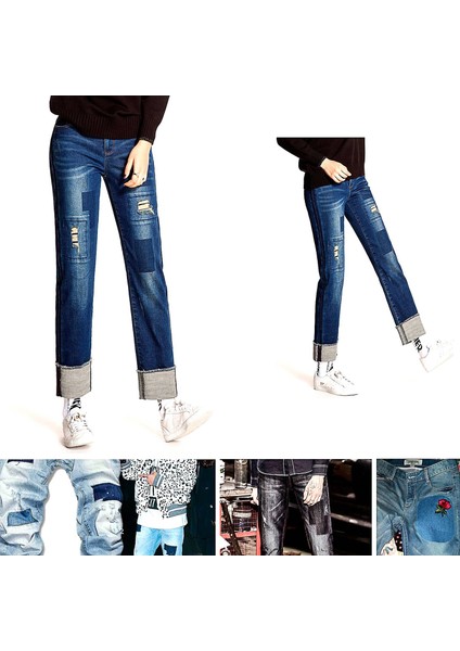 Giyim Jeans Için Demir On Denim Yamalar 12 Adet, 3 Renk (4,9 Inç x 3,7 Inç) (Yurt Dışından) modelleri