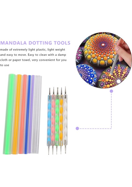 Mandala Süsleyen Alet Takımı Boyama Kayalar, Boyama Kayalar Nokta Kiti, Akrilik Çubuk, Nokta Matkap Aracı, Şablon Dıy Duvar Sanatı (Yurt Dışından)