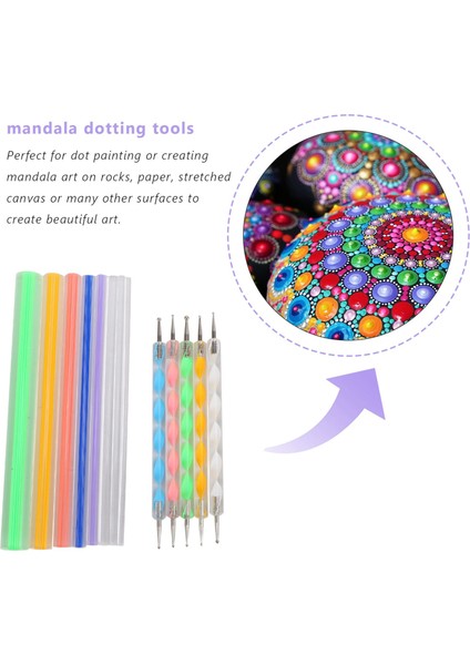 Mandala Süsleyen Alet Takımı Boyama Kayalar, Boyama Kayalar Nokta Kiti, Akrilik Çubuk, Nokta Matkap Aracı, Şablon Dıy Duvar Sanatı (Yurt Dışından)