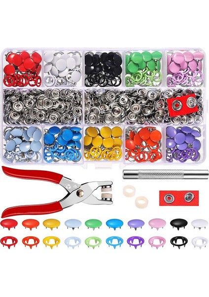 Pense Aracı + 100 Takım 10 Renk Metal Dikiş Düğmeleri Içi Boş Katı Prong Basın Çıtçıt Çıtçıtlı Bağlantı Elemanları Elbise Çantaları Için (Yurt Dışından)