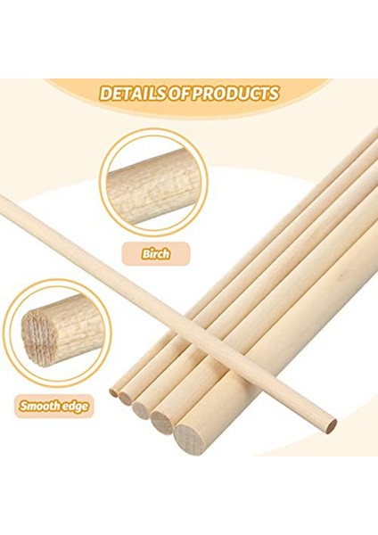 100 Parça Dübel Çubukları Ahşap Dübel Çubuk Craft Wood1/8,3/16,1/4,5/16,3/8x6 Inç Çubukları Crafting Dıy Düğün Şerit Değnek (Yurt Dışından)