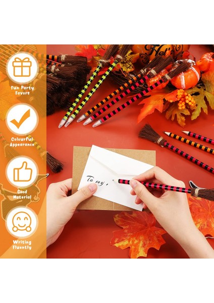 Cadılar Bayramı Cadı Süpürge Kalem Renkli Cadı Süpürge Kalemler Sihirbaz Kalem Süpürge Yazma Kalemler (12 Adet) (Yurt Dışından) modelleri