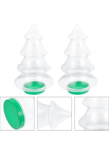 Adet Şeker Kavanozları Yılbaşı Ağacı Şekilli Plastik Kurabiye Kavanozları Kapaklı Güzel Şeker Depolama Şişeleri 1.55L (Yurt Dışından)