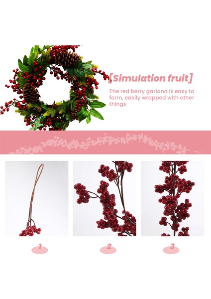5.9 Ft Noel Kırmızı Berry Çelenk Yapay Bordo Kırmızı Pip Noel Garland Şömine Süslemeleri Için Tatil Dekor (Yurt Dışından)