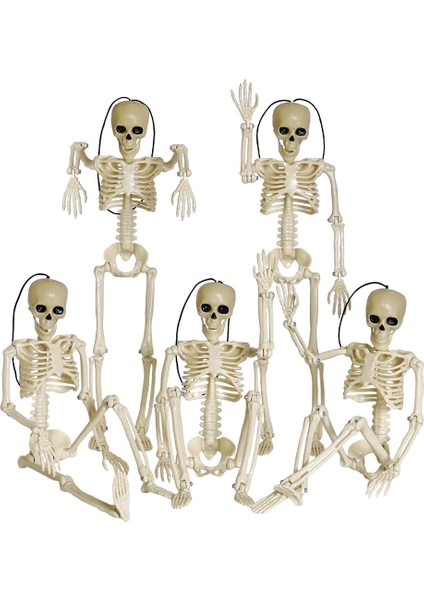 5 Adet Cadılar Bayramı Iskelet Süslemeleri, Cadılar Bayramı Için 16 Inç Tam Vücut Posable Eklemler Iskeletler, Perili Evler Süslemeleri (Yurt Dışından)