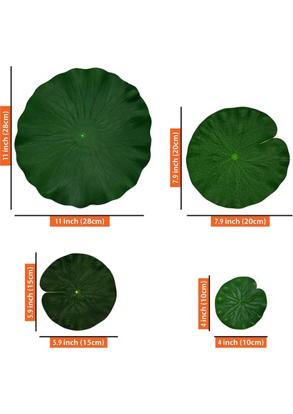 Yapay Yüzen Köpük Lotus Yaprakları Dekoru Gölet Akvaryumu ve Sahne Için Gerçekçi Lotus Yaprakları Yeşil Bitki Balık Havuzu Dekorasyonu Için 8, 4 Boyutlu Paket (10, 15, 20, 28CM) (Yurt Dışından)