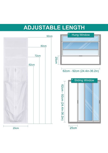 Taşınabilir Klima Için Asma Pencere Contası, Ac Ünite Pencere Havalandırma Kiti, Kurulumu Kolay, Kurutma Makinesi Için Hortum Kiti (Yurt Dışından)