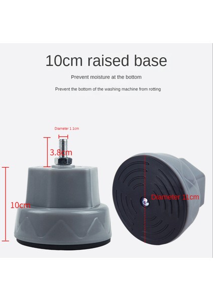 Adet Anti Titreşim Pedleri Rulo Çamaşır Makinesi Ayak Mat Anti-Titreşim Pedi Gürültü Azaltıcı Destek Standı-Gri (Yurt Dışından)
