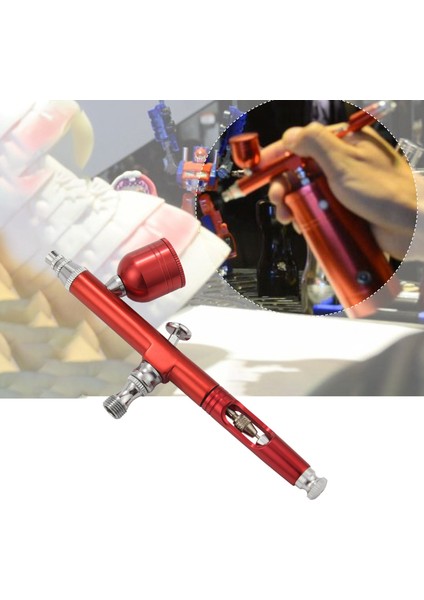 Airbrush Aracı Çift Eylem Yerçekimi Besleme 0.3mm Meme Sprey Airbrush Tırnak Sanat Boyası Dövme Aracı Anahtarı ile Saman Kırmızı (Yurt Dışından) modelleri