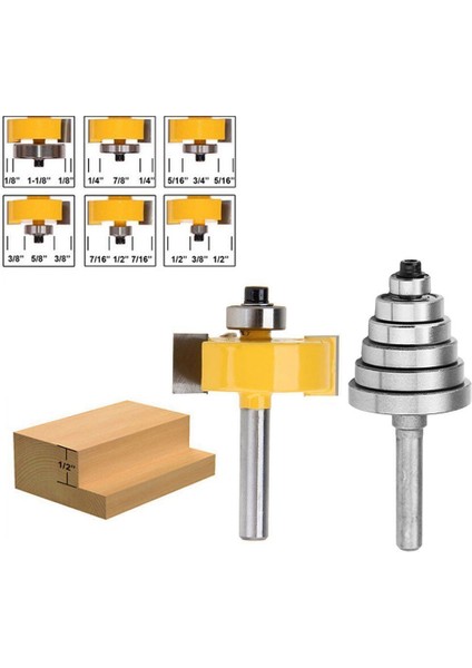 Çoklu Derinlikler Için 6 Rulmanlı 1/4 Inç Şaftlı Rabbeting Yönlendirici Ucu 1/8 Inç, 1/4 Inç, 5/16 Inç, 3/8 Inç, 7/16 Inç, 1/2 Inç (Yurt Dışından)