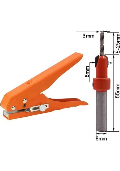 Kenar Bantlama Delme Pensesi Delme Aracı Maskeleme Pensesi 3x8 mm Havşa Matkap Ucu Vida Deliği Şapka Ağaç Işleme Aleti (Yurt Dışından)