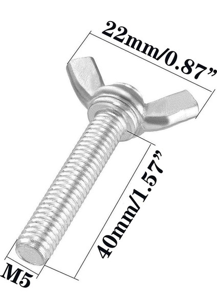 5 Adet M5 Kelebek Kanat El Vidaları Cıvata 304 Paslanmaz Çelik Bağlantı Elemanı Çeşitleri Seti, Tam Dişli (M5X40MM) (Yurt Dışından)