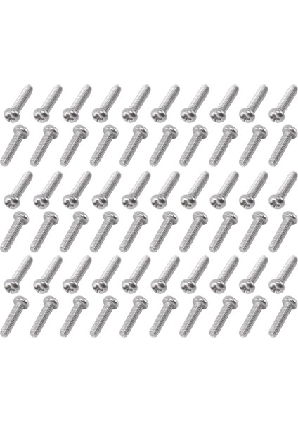 M2 x 8mm 304 Paslanmaz Çelik Yıldız Tava Başlı Vida Cıvatası 60 Adet (Yurt Dışından)
