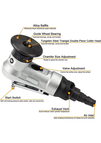 Manuel Pnömatik Pah Kırma Makinesi, Doğrusal Pah Kırma Aletleri, 45 Derece Metal Kırpma Ark Köşesi Çapak Alma Kiti (Yurt Dışından)