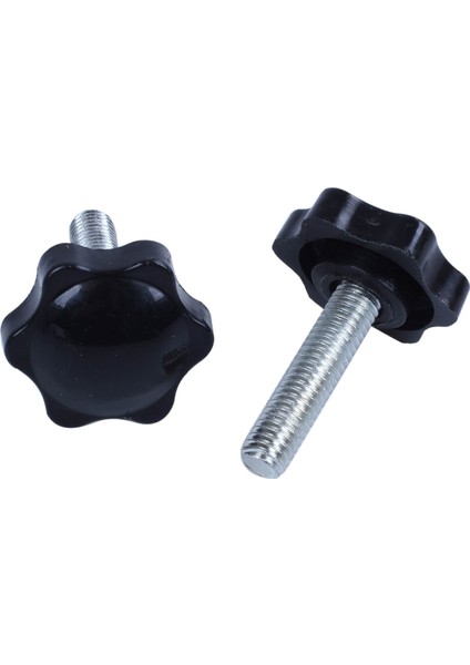 2 Adet M8 x 30MM Erkek Dişli 32MM Yıldız Başlı Sıkma Topuzu Siyah (Yurt Dışından)