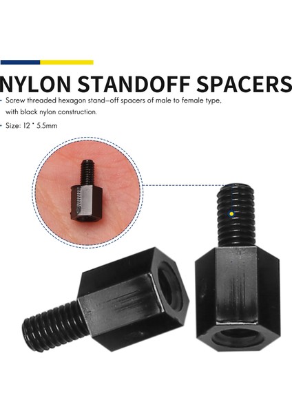 100X Anakart Naylon Altıgen Standoff Dişli Ara Parça M3 Konu 6 + 6mm Siyah (Yurt Dışından)