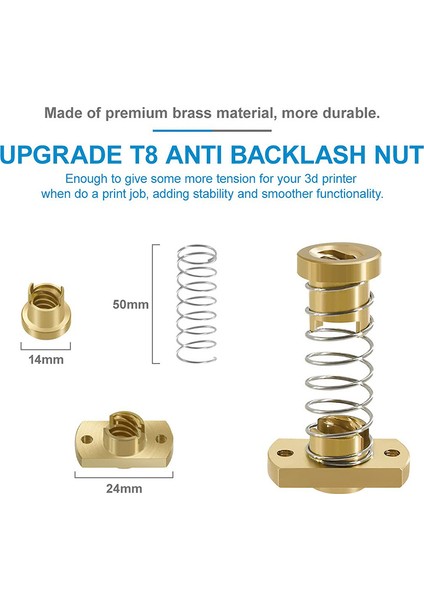 Boşluk Önleyici Somun ve Z Ekseni Kurşun Vida Üst Montajı Ender 3/3 Pro/3 V2/cr-10 ile Uyumlu, 3D Yazıcıyı Yükseltme (Yurt Dışından)